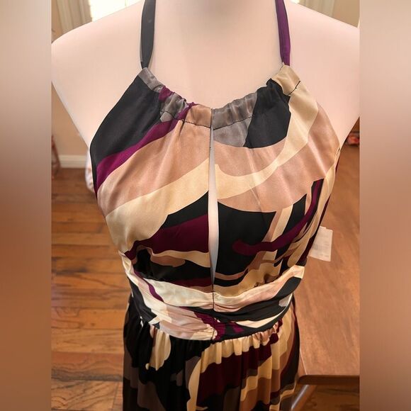 Trina Turk Silk Halter Maxi Dress 8 Multicolor Abstract Print Nordstrom NWT - Picture 10 of 14